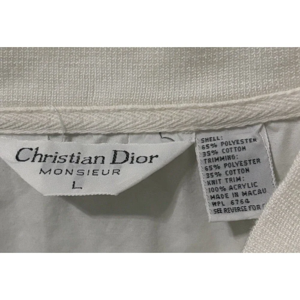 Vintage 80s Christian Dior Monsieur Polo Shirt Men’s L Chevron V Banded Waist - Picture 3 of 5